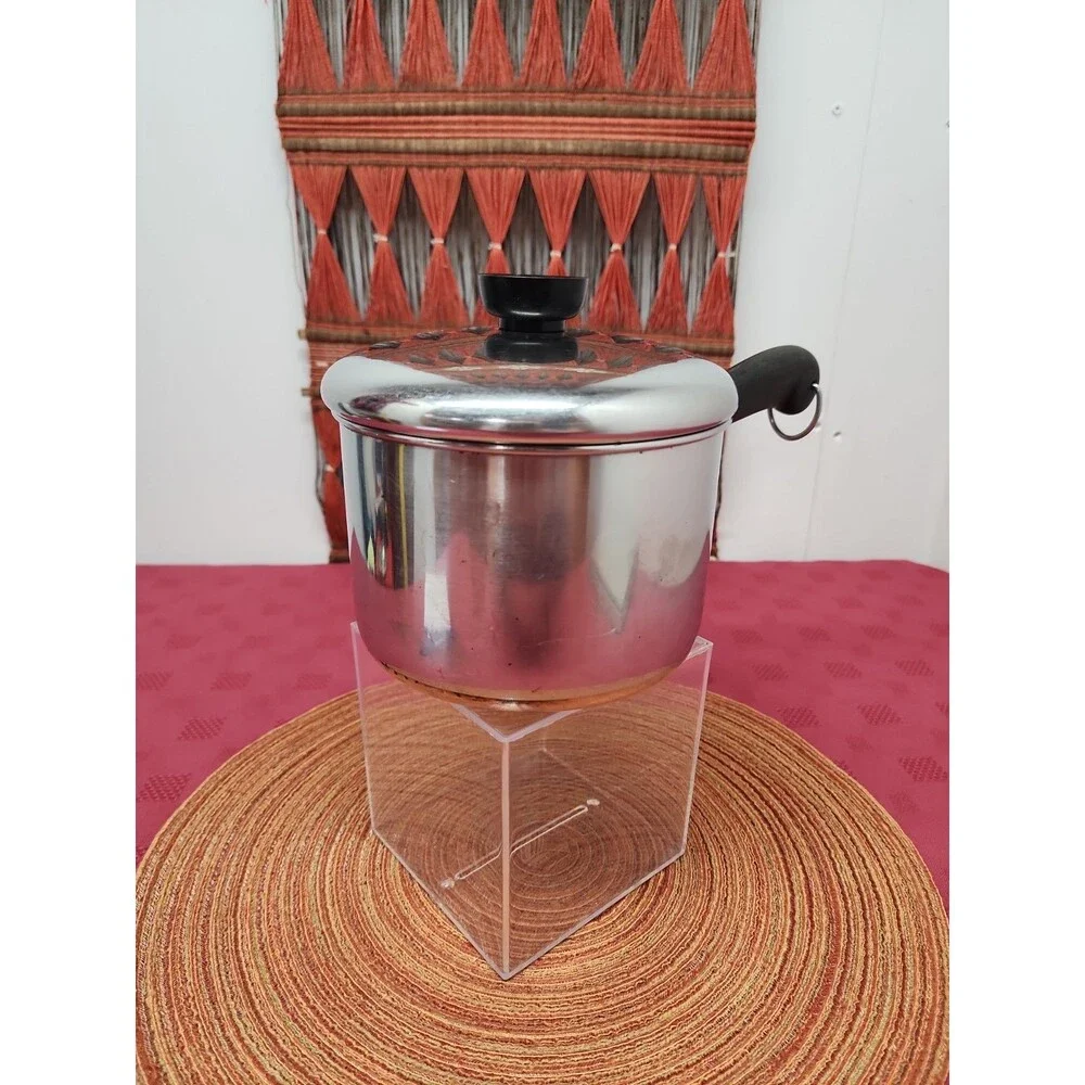 Vintage Revere Ware 1801 Copper Bottom Saucepan W Lid 2 Quart Made In The USA